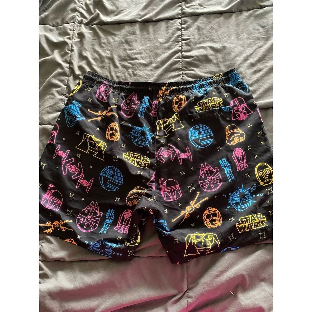 Star Wars Men's Neon Print Swim Trunks Multicolor Size M - Picture 4 of 4